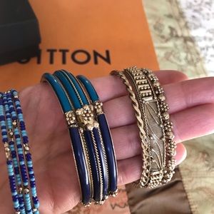 Beautiful Indian Bangles Of assorted Variety and colors of blue and gold